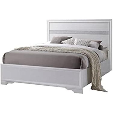 Imagem de Conjunto de móveis modernos, moldura de cama de madeira, espelho, cabeceira, cômoda, cômoda para quarto, sala de estar (baú branco) (cama de solteiro branca)