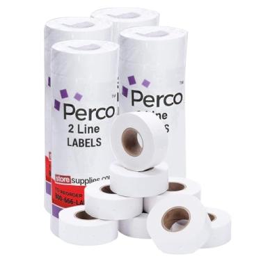 Imagem de Perco Etiquetas brancas adesivas para freezer de 2 linhas – 4 mangas, 24.000 etiquetas de preço em branco para armas Perco 1 linha de preço e data