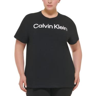 Imagem de Calvin Klein Performance Camiseta feminina plus macia de manga curta, Preto, 3G Plus Size