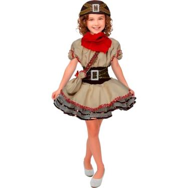 Imagem de Roupa Maria Bonita Infantil Fantasia Cangaceira Luxo Com Chapéu Vestido Junino Quadrilha (BR, Alfa, G, Regular, Marrom)
