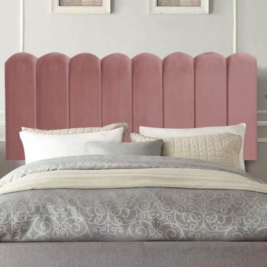 Imagem de Painel Cabeceira Estofada Dallas 90cm Solteiro Para Cama Box Quarto Suede Rose Gold - Ahz Móveis