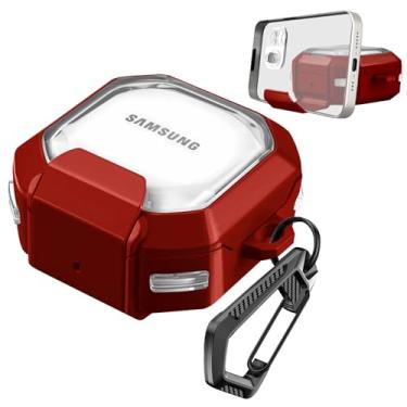 Imagem de Capa transparente de bloqueio seguro para Samsung Galaxy Buds FE/2 Pro/Live, capa rígida de TPU Galaxy Buds Live acessórios com chaveiro que funciona como um suporte de telefone