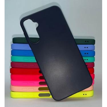 Imagem de Capa Capinha Protetora - Samsung Galaxy A25 - Silicone aveludada por dentro toque sedoso (Azul-escuro)