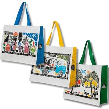Imagem de Kit C/ 10 Ecobags Sacolas De Ráfia Retornável 40x35x18 - Sacolas de Compras Mercado