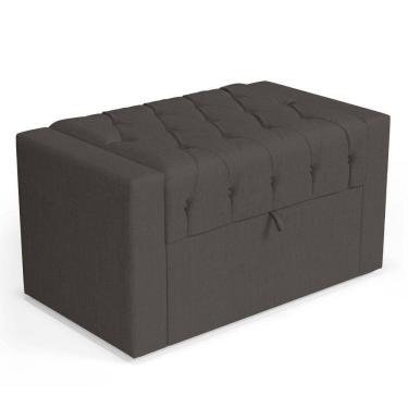 Imagem de Calçadeira Báu Solteiro Atena 90cm Capitonê Linho Cacau - Desk Design