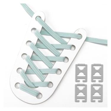 Imagem de Elastic No Tie Shoe Laces Anchors Flat Shoelace Lock Clip for Adults and Kids Tieless Shoelaces for Sneakers(Light green)