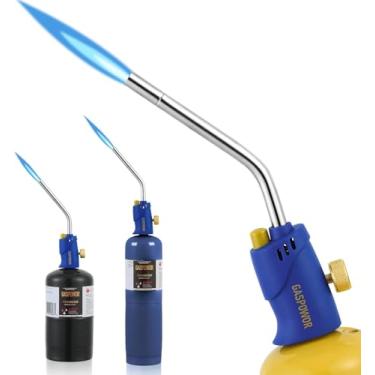 Imagem de GASPOWOR Tocha de Soldagem, Cabeça de Tocha de Propano com Ignitor, Tocha Map Pro, Aço Inoxidável Azul