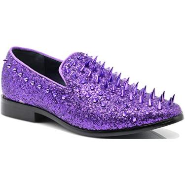 Imagem de Sapato social masculino SPK09 vintage estilo sapato sem cadarço clássico para smoking, Roxa, 9.5