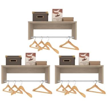 Imagem de Kit 3 Nichos Cabideiros Suspensos Berlim Carvalho Castanho - Lumil Móveis