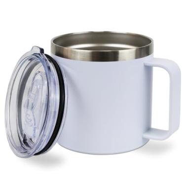 Imagem de Caneca Térmica 450ml LUMAI de Aço Inoxidável com Tampa Vedada e Alça Confortável Parede Dupla Isolada a Vacuo (Branco)