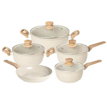 Imagem de OSTER JOGO DE PANELAS E FRIGIDEIRA MARBLE EDITION CREAM – 5 PEÇAS COM REVESTIMENTO CERÂMICO ANTIADERENTE, ALÇAS EM SILICONE ANTITÉRMICO E BASE COMPATÍVEL COM INDUÇÃO