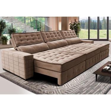 Imagem de Sofá Retrátil E Reclinável 3,85M Cama Inbox Big Puffer Com Softgel D40 Velupluma Castor
