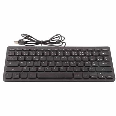 Imagem de Teclado 78 Teclas Mudo Ultrafino Mini Usb Com Fio Teclado de Idioma Pequeno Leve Operação Silenciosa para Escritório e Casa ABS Preto (Francês)