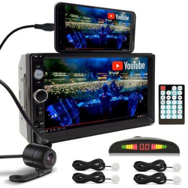 Imagem de Kit Multimídia + Câmera Ré + Sensor Ré Branco Toyota Hilux 1998 1999 2