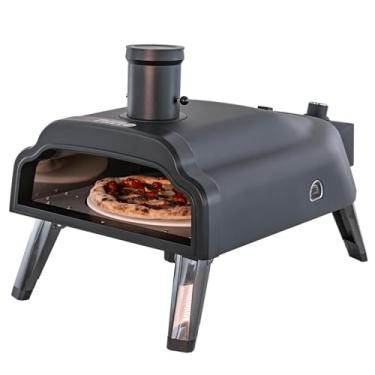 Imagem de Forno de Pizza Nino a Gás ou Pellet com Pedra Redonda, Termômetro e Chaminé CFBM PO-350 RC GP