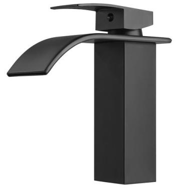 Imagem de Torneira Banheiro Preta Cascata Misturador Monocomando Baixa - Holtter