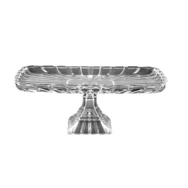 Imagem de Prato Para Bolo Com Pé De Cristal Quadratta 36,5X17X14Cm - Oren, Cinza