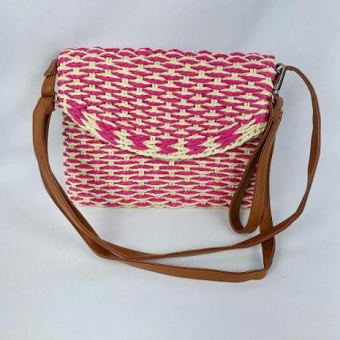 Imagem de Bolsa Feminina Tiracolo Transversal De Palha Moda Praia Verão - LF, Pi