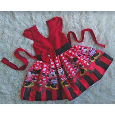 Imagem de Vestido Menina Infantil Simples Temático Minnie Vermelho - aurea, M