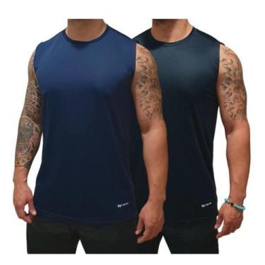 Imagem de Kit 2 Camisetas Regata Lisa  Masculina  Dry Fit  Esporte  Caimento per