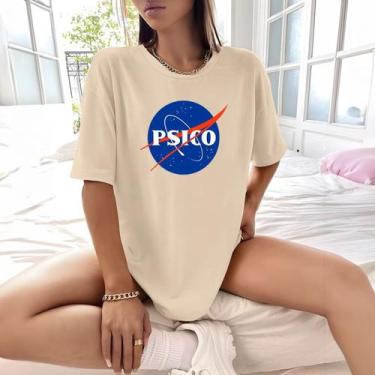 Imagem de Camisa Camiseta Feminina Estampada Nasa Psico 100% Algodão Fio 30.1 Pe