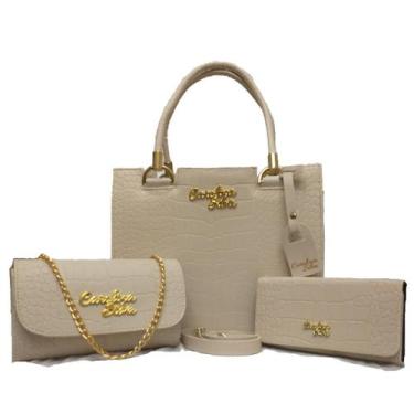 Imagem de Kit Castelo Croco Bolsa Feminina Grande Carteira e Bolsa Tira Colo 3 P