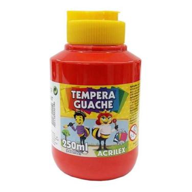 Imagem de Tinta Tempera Guache Escolar Atóxica Acrilex - Pote 250ml, Vermelho Fo