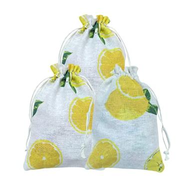 Imagem de RIGHTA TECH Sacos de presente de festa de limão de verão, bolsa de presente com cordão, limonada cítrica, bolsa de lembrancinha de festa para festa de limão, chá de bebê, festa de aniversário, sacolas