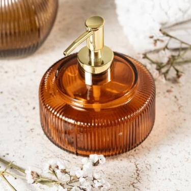 Imagem de Porta Sabonete Saboneteira Liquida Dispenser De Vidro 475ml Ambar