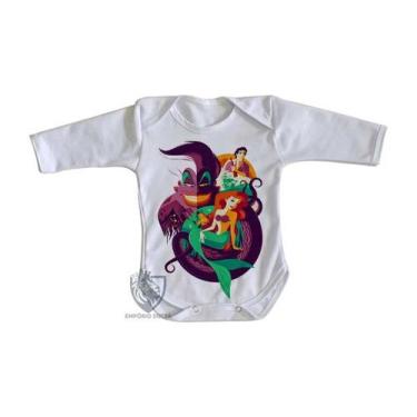 Imagem de body nenê criança roupa bebê manga longa Pequena Sereia  - Empório Dut