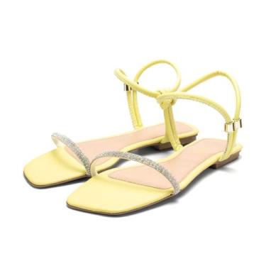 Imagem de Sandália Rasteirinha Feminina Em Tira Strass Brilhante - J. REI CALÇAD