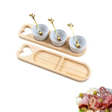 Imagem de Kit Petisqueira de Madeira com Garfinhos e Ramequim - Carmisini