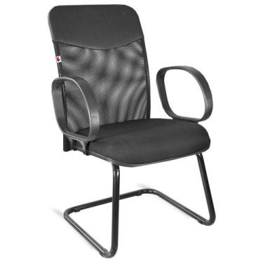 Imagem de Cadeira Diretor Pé Contínuo Braços Tecido Preto Mercúrio - Shopcadeira