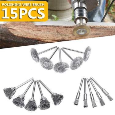 Imagem de kit escova de aço para micro retifica -15 peças - E-San