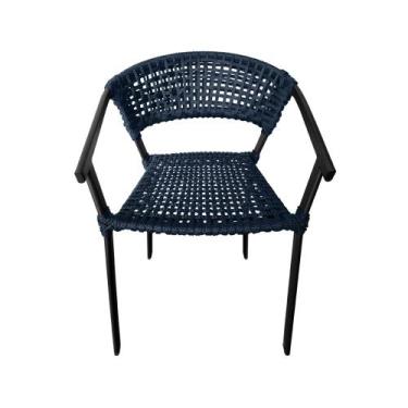 Imagem de Cadeira de Jantar Moderna Corda Naútica Base Alumínio Sofia - Azul - A