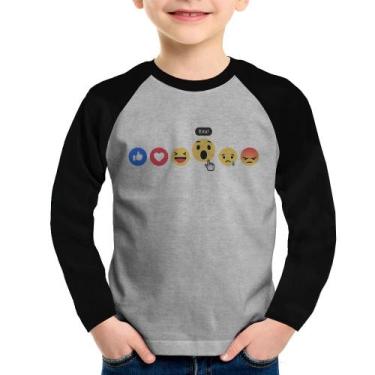 Imagem de Camiseta Raglan Infantil Reações Facebook Eita! Manga Longa - Foca na 