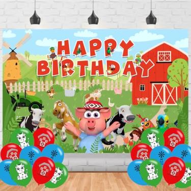 Imagem de Pano de fundo de aniversário de animais de fazenda, pôster de animais de fazenda, tema de chá de bebê, decorações de festa, artigos de aniversário, estúdio, fotos, adereços