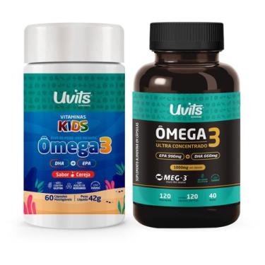 Imagem de Omega 3 Kids 60 Cápsulas e Omega 3 Ultra Concentrado 120 Cápsulas Uvit