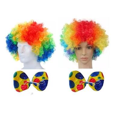 Imagem de Fantasia de Palhaço Unissex C/ Peruca e Gravata Circo Festas - CM Pres