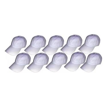 Imagem de Kit Com 10 Bonés Branco Liso Bordar Padeiro Açougueiro Supermercado Co
