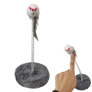 Imagem de Arranhador Gato Felino Pet Ratinho Mola Guizo Brinquedo Interativo Animal de Estimaçao Lazer Entretenimento Diversao
