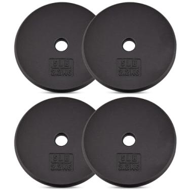 Imagem de Yes4All Pratos de peso de ferro fundido de 2,54 cm para halteres – Placas de peso padrão (Combo 2,27 kg x 4 peças)