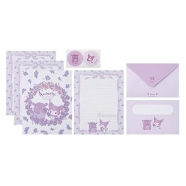 Imagem de Kuromi's Conjunto de lençóis de cartas para todas as ocasiões - 4 folhas de letras em 2 designs diferentes - 2 envelopes - 2 adesivos de selo