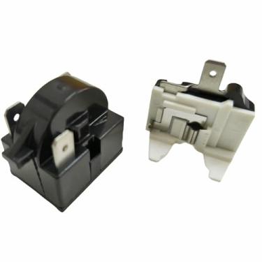 Imagem de 1 peça QP-02-4.7 PTC Relé de partida de geladeira 1 pino refrigerador compressor de acionador de partida 4,7 ohm com 1 peça protetor de sobrecarga de geladeira 1/2HP compressor compatível com mini