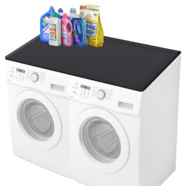 Imagem de Bancada de lavadora e secadora - 137 x 69,8 cm, capas grandes para lavadora e secadora para a parte superior, tapete protetor de carga superior para máquina de lavar e secar antiderrapante, tapete de