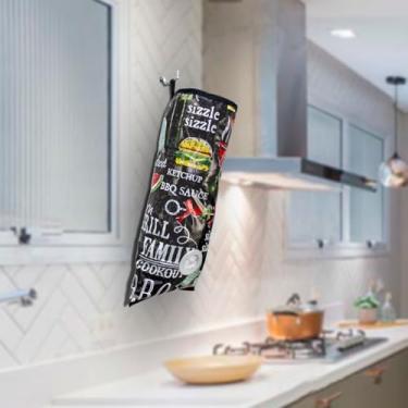 Imagem de Puxa Saco Grande Porta Sacolas Plásticas de Cozinha Lavanderia Banheiro Dispenser Organizador de Sacos Plásticos (Estampa, Ketchup)