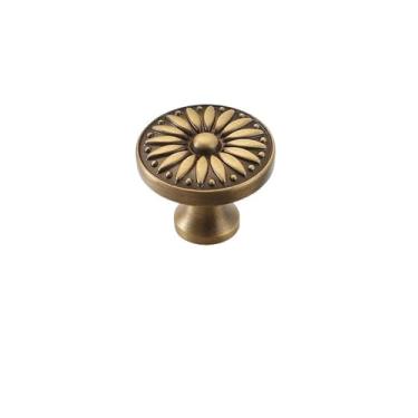 Imagem de Puxador de porta de armário de cobre puro retrô americano antigo de cobre, puxador de gaveta de bronze francês para móveis, puxador de furo único, latão vintage 5280, CHINA