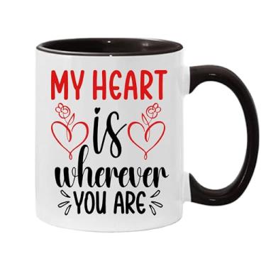 Imagem de SpreadPassion Caneca de café My Heart Is Wherever You are, presente para namorado e namorada, ideia de presente de dia dos namorados, presente para marido e esposa, ideia de presente de aniversário do