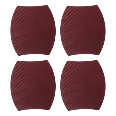 Imagem de Partuto 4 peças 79 x 89 mm adesivo protetor de copo de porta de carro universal 3D - filme protetor de maçaneta de porta de carro anti-arranhões - vinho tinto