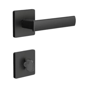 Imagem de Fechadura 3F Roseta Quadrada Banheiro Preta - 740B117